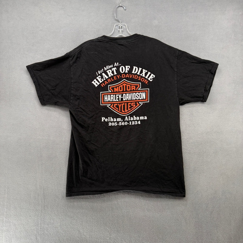 Harley-Davidson T-Shirt Mens Large Heart of Dixie Pelham AL Black Hanes Beefy